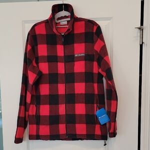 Columbia Men's Buffalo Plaid Full Zip Fleece Jacket In Small NWT
